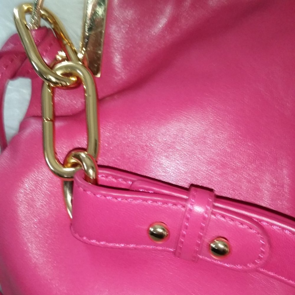Badgley Mischka soft leather pink gold studded tote NWOT - Picture 4 of 7